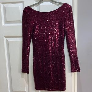 Charlotte Russe burgundy sequined mini dress XS